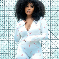 Red & White Ribbed Winter Onesie