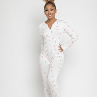 Red & White Ribbed Winter Onesie
