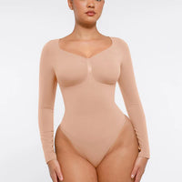 Long Sleeve V Neck Bodysuit Shaper