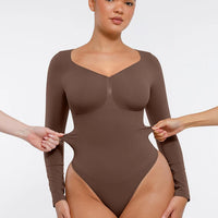 Long Sleeve V Neck Bodysuit Shaper