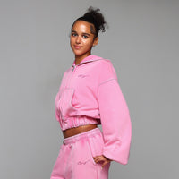 Acid Wash Heavyweight Cropped Zipper Hoodie