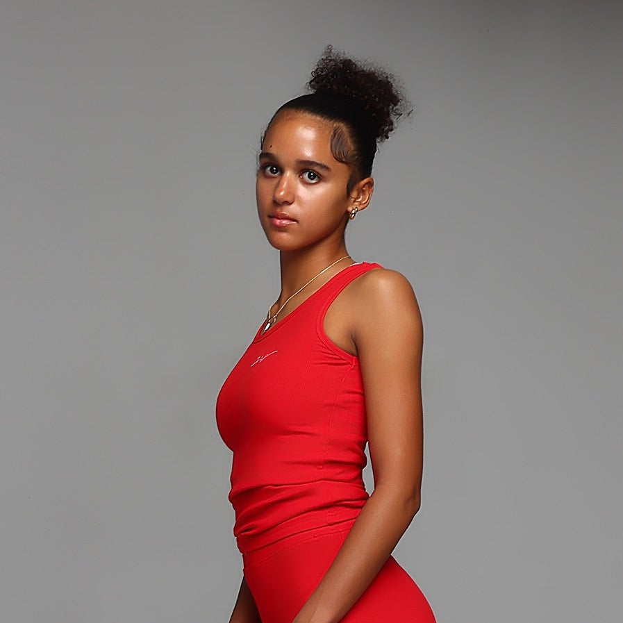 Red Ribbed Tank