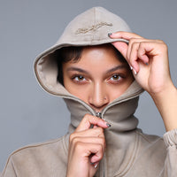 Acid Wash Heavyweight Cropped Zipper Hoodie