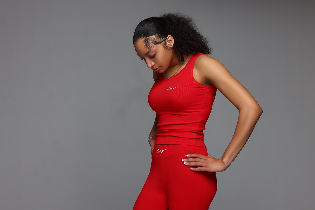 Red Ribbed Tank