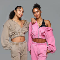 Acid Wash Heavyweight Cropped Zipper Hoodie
