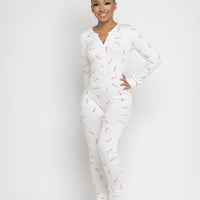 Red & White Ribbed Winter Onesie