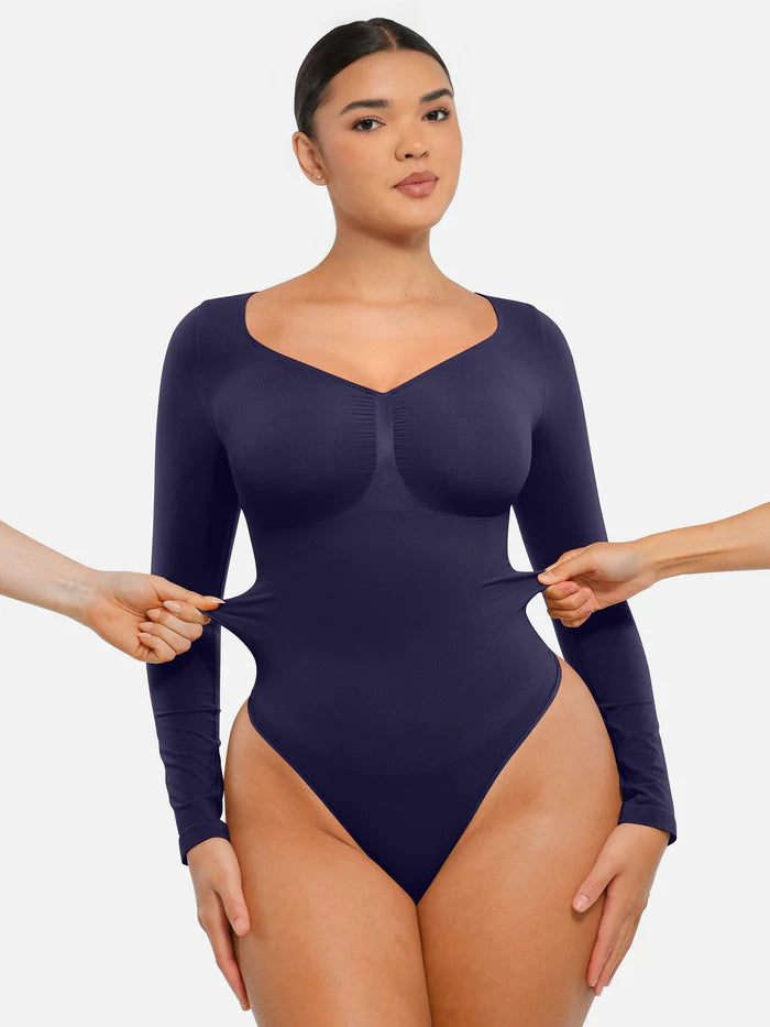 Long Sleeve V Neck Bodysuit Shaper