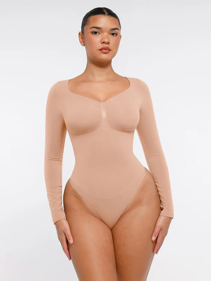 Long Sleeve V Neck Bodysuit Shaper