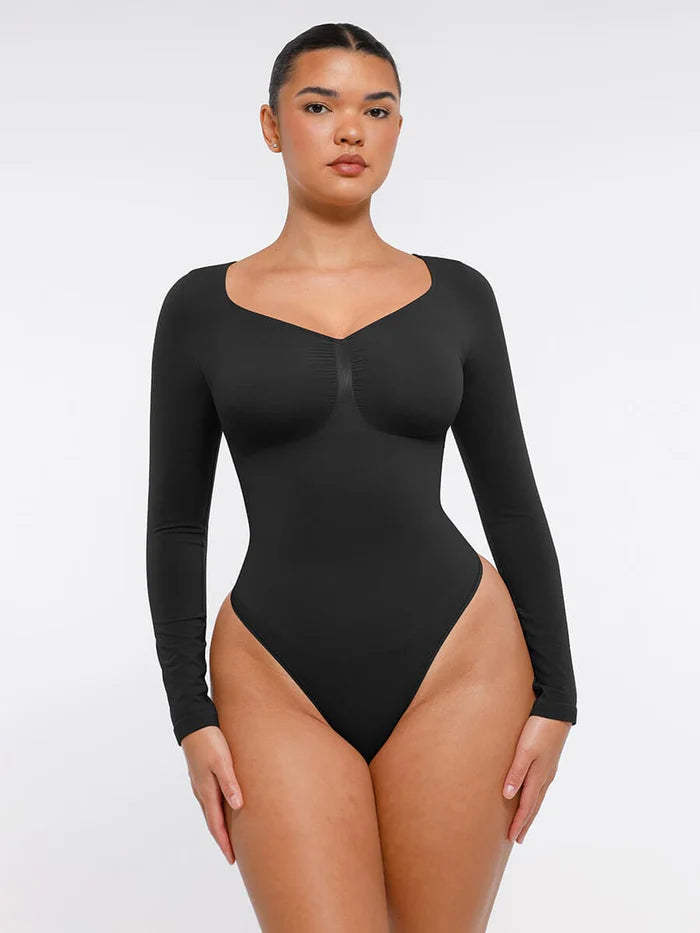 Long Sleeve V Neck Bodysuit Shaper