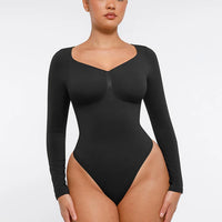 Long Sleeve V Neck Bodysuit Shaper