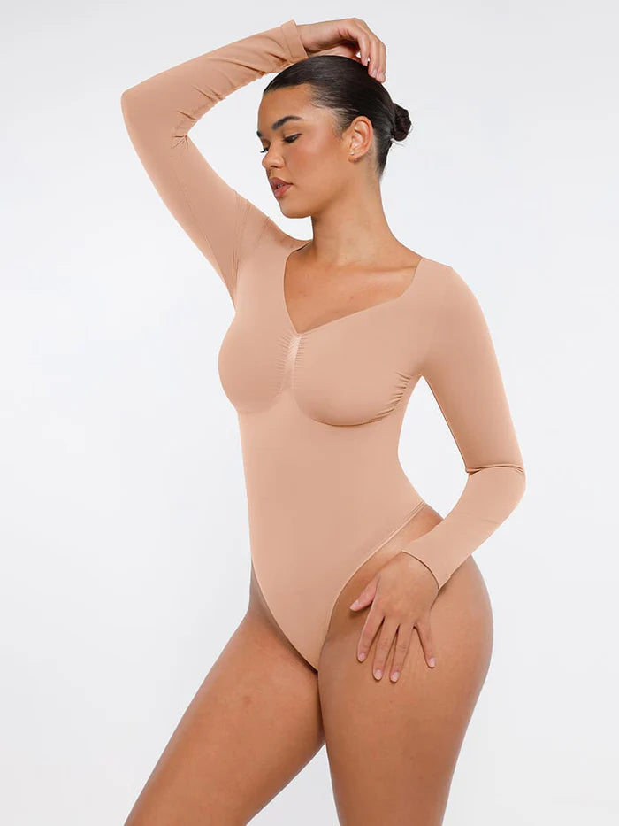 Long Sleeve V Neck Bodysuit Shaper