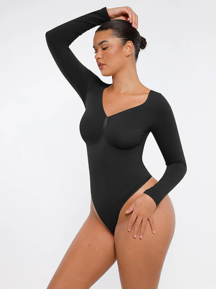 Long Sleeve V Neck Bodysuit Shaper