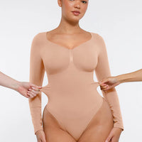 Long Sleeve V Neck Bodysuit Shaper