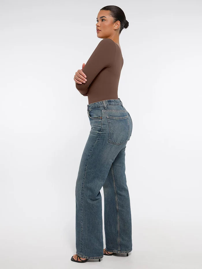 Long Sleeve V Neck Bodysuit Shaper